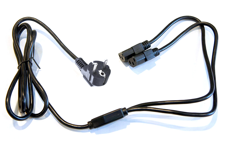 Schuko Plug to Duplicate IEC C13 Cable