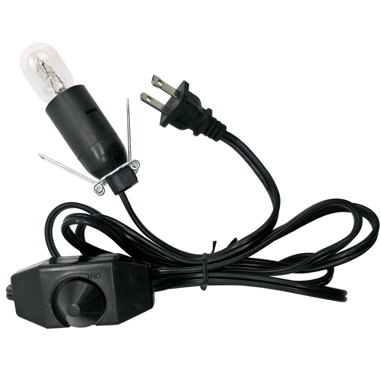 UL ETL listed Power Cord Manufacturers for Salt Lamp Cord NEMA 1-15P US plug cable with dimmer switch E12 lampholder set 3ft 6ft 9ft custom length black color